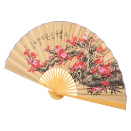STOBAZA Large Folding Fan Flower Wall Fan Giant Wall Art Decor Feng Shui Ornament Chinese Japanese Traditional Oriental Asian for Dancing Performance Window Decor-35.37X19.65X1.18in