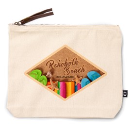 Lantern Press Rehoboth Beach, Delaware, Flip Flops on Beach-, 100% Cotton Zipper Pouch, Travel Accessory, Go Bag