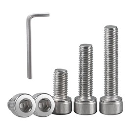 QANCEN 20pcs Hex Socket Cap Head Screws M3x12mm, Stainless Steel A2 Hex Bolts, Allen Drive Fully Threaded Cylindrical Hexagon Socket Bolts with Allen Key