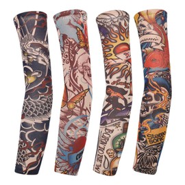 4-Teilige Tattoo-Ärmel, Outdoor-Sportärmel, Schutzhülle Von Sonnenschutz, Trendige Und Personalisierte Dekoration, Geeignet Für Bergsteiger, Angeln, Fotografie.