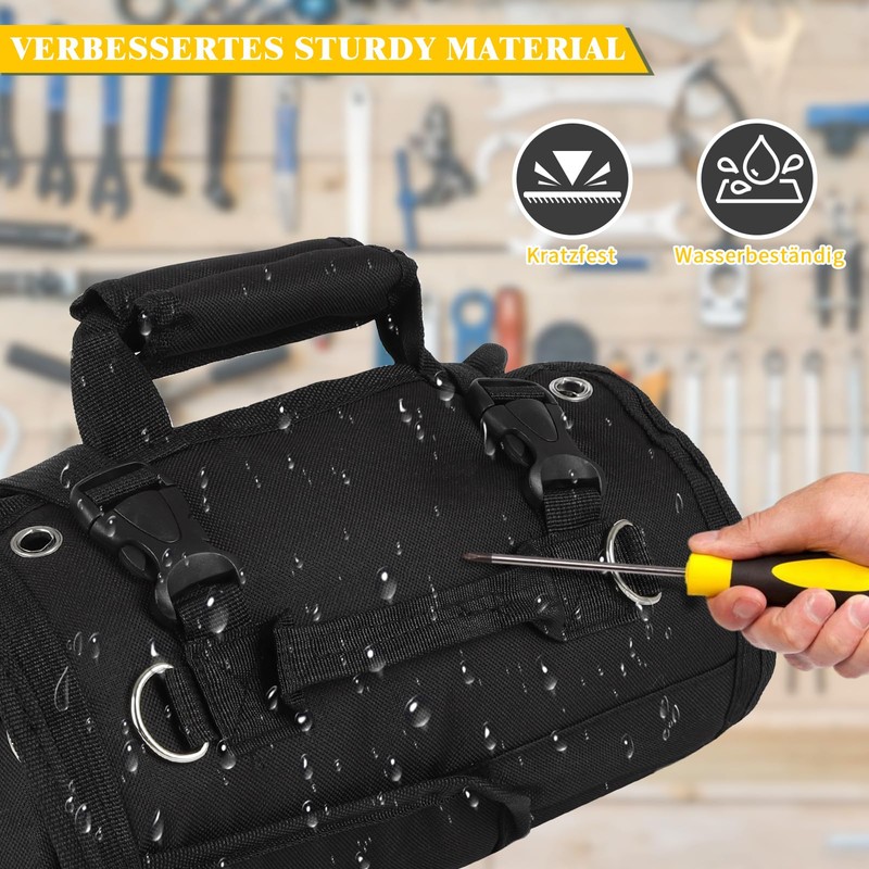 Tool Organizer Bag Foldable Roll Up Heavy Duty with 2