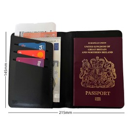 Executive Retail RFID Safe British Passport Wallet - UK Passport & Credit Card Holder - Recycled PU Leather