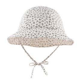 MniJiza Baby Girl Sun Hat Infant Wide Brim Beach Hats Toddler Summer Bucket Hat Kids Outdoor Adjustable Hats (6-24M, Leaf)