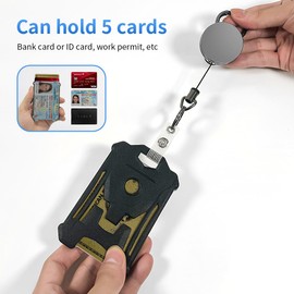 Heavy Duty Metal Retractable Badge with Keychain, Retractable Keychain Badge Holder with Strong Dyneema Cord for ID Key Card Badge, Name Card (1, Card Holder)
