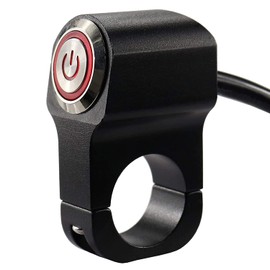 Greluma 1 x 12 V motorcycle ATV 22 mm (7/8 inch) Handlebar Button Switch Headlight Hazard Brake Fog Light On/Off Switch (red)