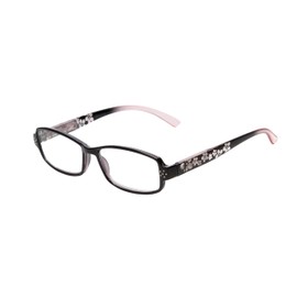 Calabria Clara Oval Reading Glasses +0.25 Black Silver Floral Womens Trendy Single Power Readers Fashion Eyeglasses Cheaters