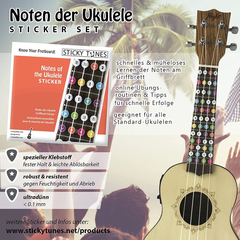Edition Dux: Sticky Tunes - Ukulele Notes - Removable Stickers
