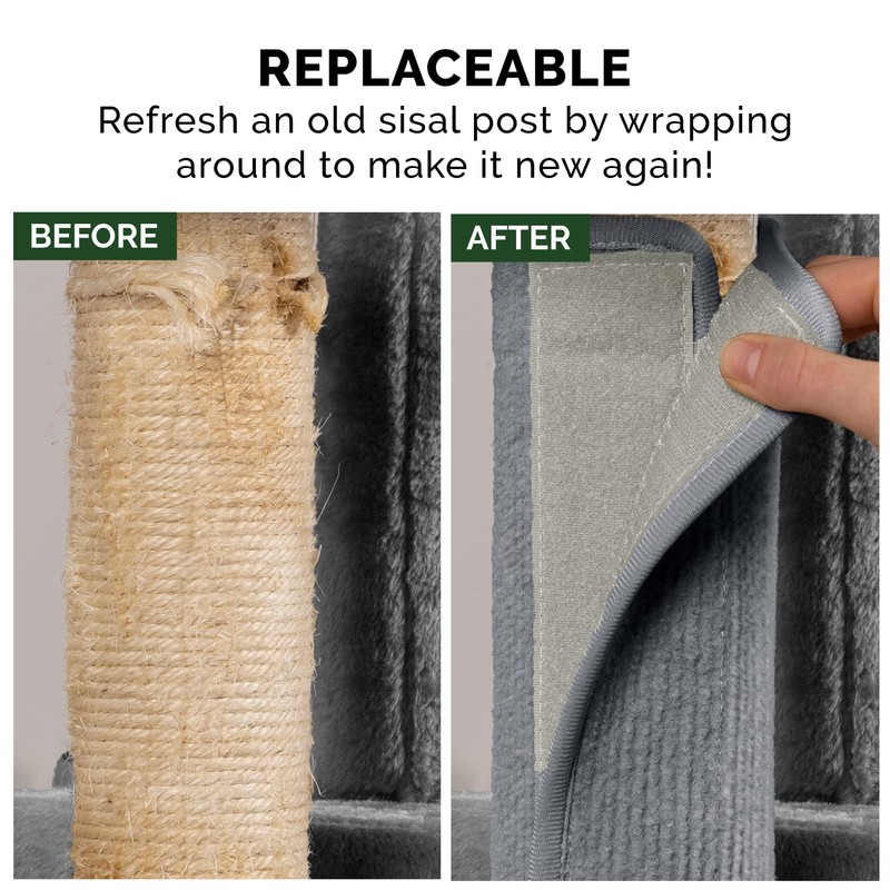 Furhaven Wrap Around Scratching Post Cover for Indoor Cats, Fits
