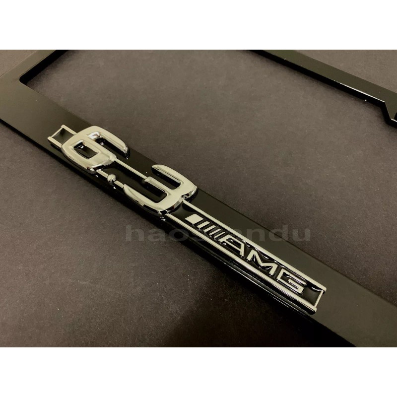 License Plate Frame Shop 1x 6.3AMG 3D Emblem BLACK Stainless