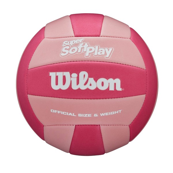 WILSON Super Soft Play Outdoor Recreation Volleyball - Official Size, Pink/Dark Pink