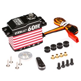 GOTECK 60KG Brushless Digital Servo,High Voltage 14V Full Metal Gear Waterproof Steering Servo with 25T Servo Horn for 1/8 1/10 Scale RC Cars,RC Crawler,Trucks,Boat,Robot Parts (A60BHV-180°)
