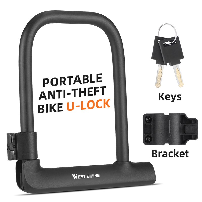 WEST BIKING Bike Lock U-Lock Heavy Duty Bicycle Motorcycle Anti-Theft