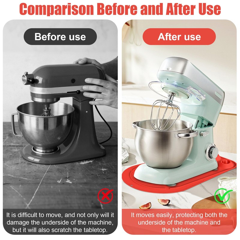 Casbomy Mixer Sliding Mat for KitchenAid with 3 Mixing Heads