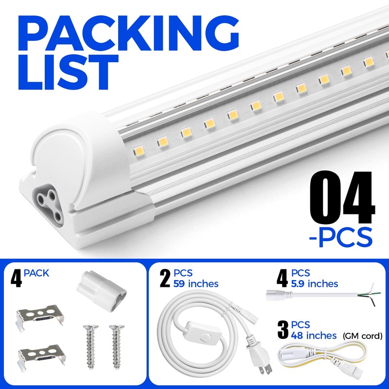 Barrina 6500K 2FT LED Shop Light, 3000LM, 20W, T8 Shop