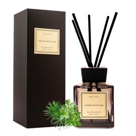 White Musk Cedar Reed Diffuser Freshen Up Your Living Space Transform Your Home with Natural Fragrance Room Scent Diffuser with 5 Diffuser Sticks 7.04 oz - Black