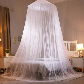 HOOPOE Mosquito Net Bed Travel, Pack of 2 Canopy Bed Curtains, for Mosquito Net Double Bed and Single Bed, Mosquito Net Fine Mesh for Home and Camping Bed Canopy, White, 60 x 250 x 900 cm