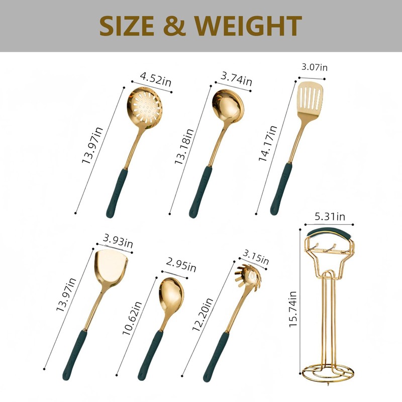 Gold Kitchen Utensils,7pieces Gold Cooking Utensils Set,Kitchen Tools Set With