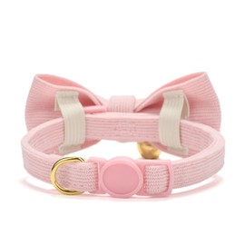 Cute Cat Collars With Bow,Quick Release Safty Buckle with Bells,Soft and Comfy Cordoroy Material in Pink Pack of 1
