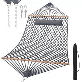 TONAHUTU 13FT Hammocks, Traditional Hand Woven Cotton Rope Hammock with Free Extension...