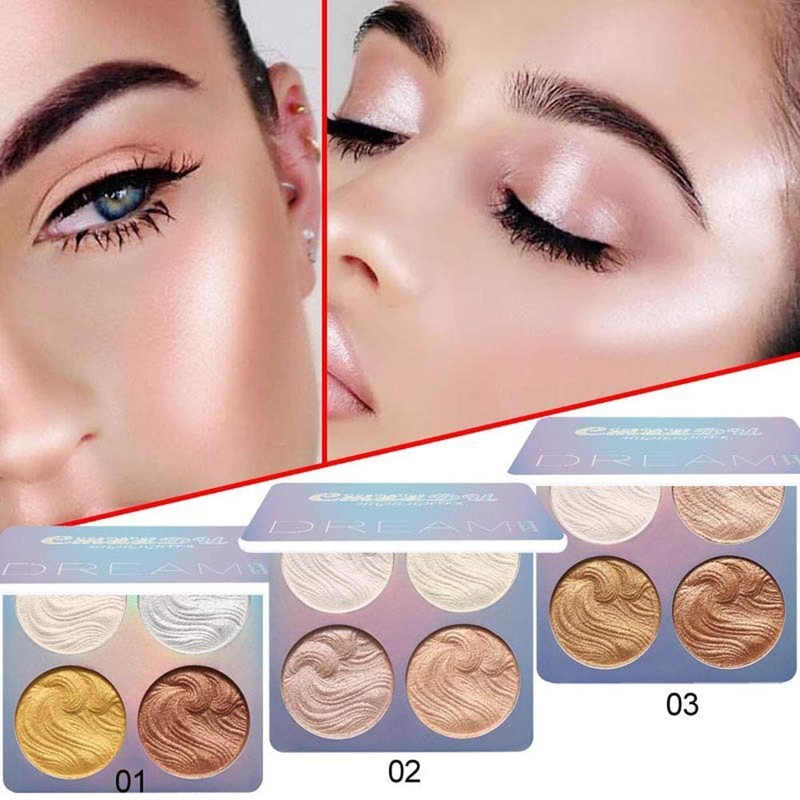 Mysense 4 Colors Shimmer Highlight Makeup Contour Palette,Shimmer Blush &