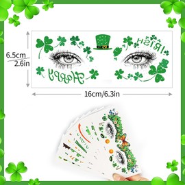 10 Sheets St. Patrick's Day Face Tattoos Stickers, Shamrock Temporary Tattoos for Women Men Green Lucky Clover Stickers Decals for Irish Parade Saint Patrick's Day Party Favors Kids Body Decorations