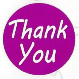Big Doings Purple "Thank You" Labels Stickers - 1" diameter - 500 ct Roll - SL072F