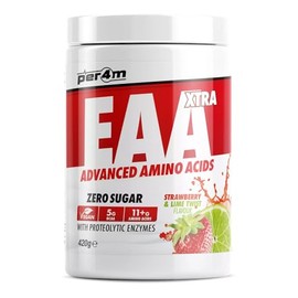 Per4m Amino Xtra | 30 Servings of Full Spectrum EAA with Proteolytic Enzymes | Vegan Friendly | Zero Sugar Amino Acid (Strawberry & Lime Twist, 420g)