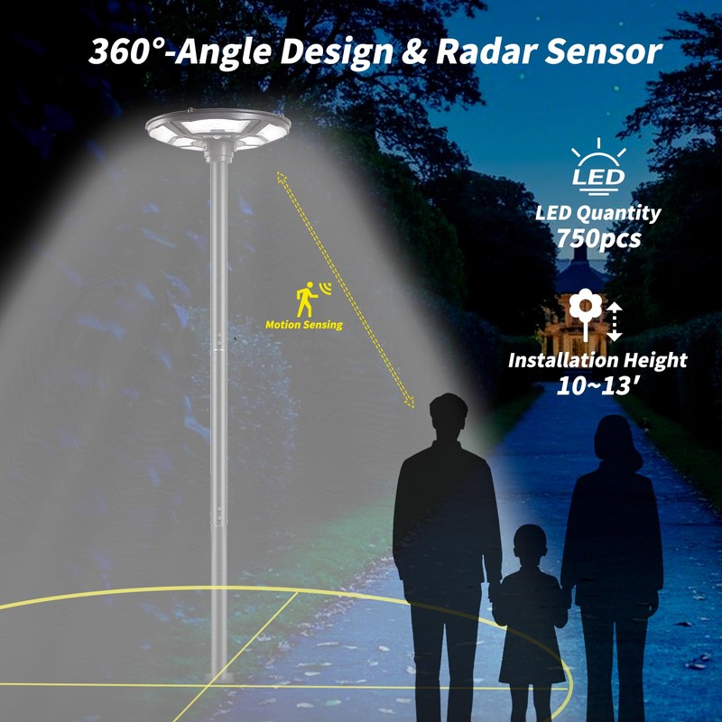 Locontifni 4000W Outdoor Street Light Head, Solar Powered, IP65 Waterproof,