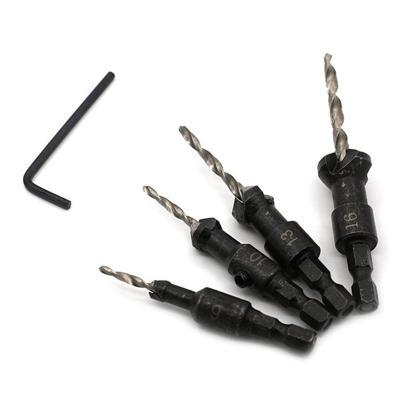 CENPEK 5Pcs Woodworking Countersink Drill Bit Set Hole Cutter Chamfering