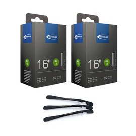 Schwalbe AV3 Bicycle Inner Tubes 16 Inch (47/62-305) Valve 40 mm Includes 3 MSZweirad Tyre Levers Set of 2