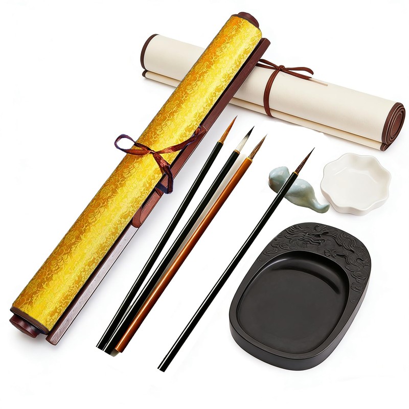 Magic Canvas Paint with Water,4 Chinese Painting Brushes Set Flower