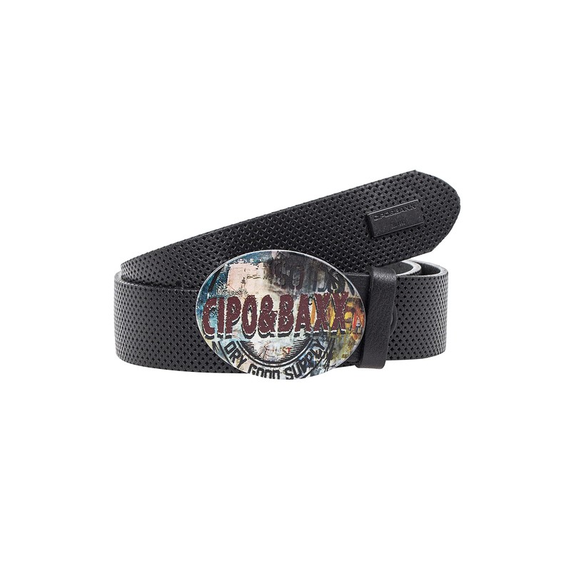 Cipo & Baxx CG206 Men's Leather Belt Colourful Buckle Oval