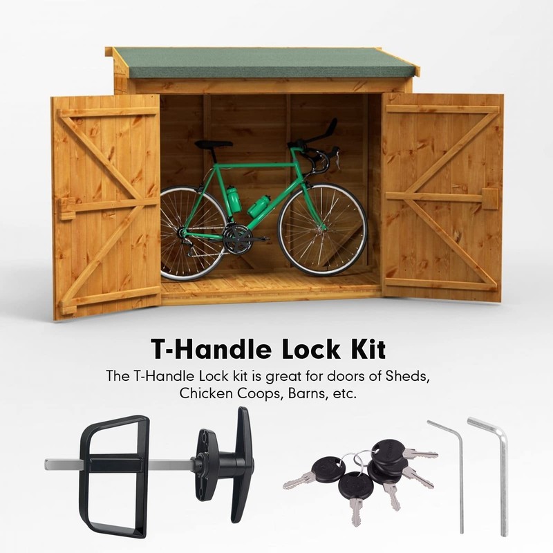 Shed Door Latch T-Handle Lock Kit with 5 Keys,BTEOBFY Set