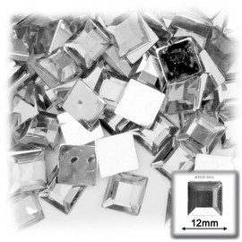 144pc Loose Rhinestones Square 12mm - Flatback Crystal Clear
