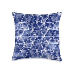 Blue Indigo Japanese Pattern Shibori Throw Pillow