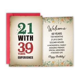 Funny 60th Birthday Card, 60th Birthday Gifts for Men Women, Unique 60th Birthday Decorations for Him Her, Happy 60 Year Old Birthday Card Gifts for Husband Wife,8x5.3 Inches,Double-Sided.