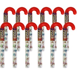 Christmas Candy Cane Filled with Candies, 12 Pack Large Candy Cane Filled With Assorted Mini Candies, Great for Christmas Goody Bag Filler, Stocking Stuffers (Kosher Net WT. 150g)