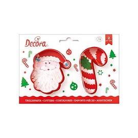 Decora 0255068 Plastic Cookie Cutter Santa Claus and Sugar Stick 2-Piece