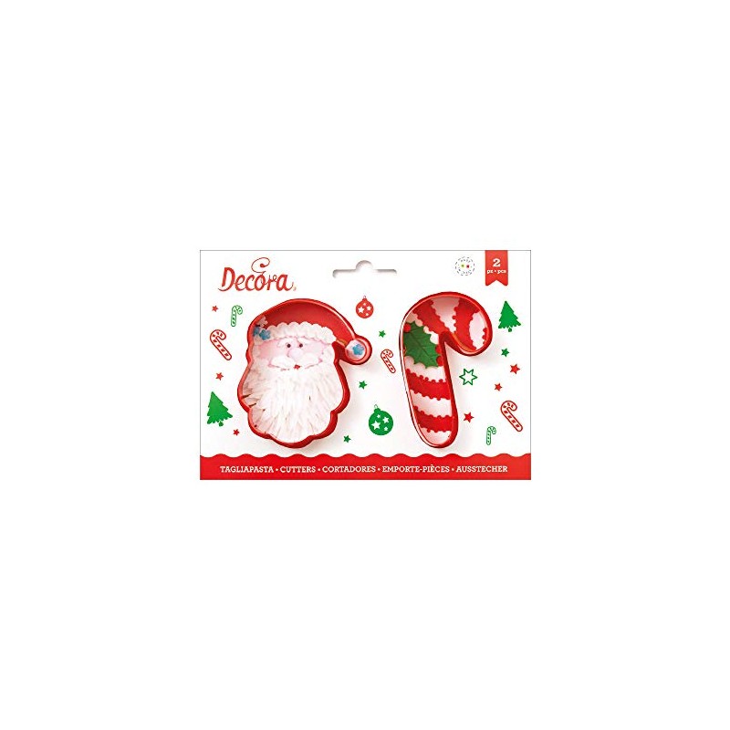 Decora 0255068 Plastic Cookie Cutter Santa Claus and Sugar Stick