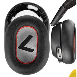GEEKRIA Replacement Protein Leather Ear Pads for Plantronics BackBeat PRO 2, PRO 2 Special Edition, Voyager 8200 UC Headphones - Black/Red