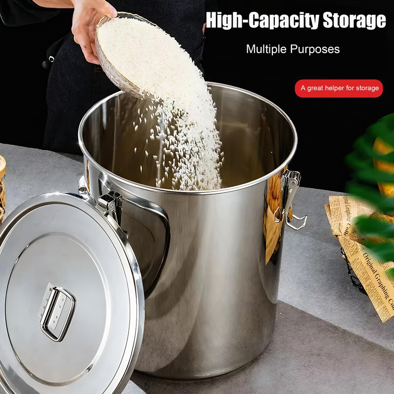 QaalSXytor 【Upgraded 304 Stainless Steel】 12L/3.2Gal Airtight Canister for Kitchen