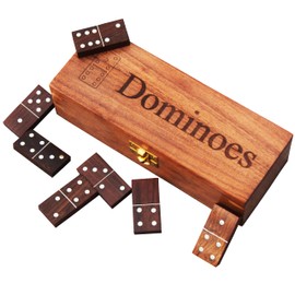 T one dominos set for adults with wooden box(28 tiles) | dominos for kids | family party game | gift for birthday/christmas/father day (Design-1)