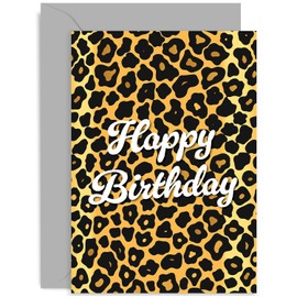 Premium Leopard Print Birthday Card for Her - Stylish Female Birthday Card for Friend Sister Bestie Mum Auntie Cousin - 18th 21st 30th Female Birthday Card | Blank Inside