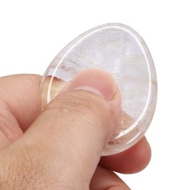 mookaitedecor Rock Crystal Thumb Stone Crystal Gemstone Massage Stone with Hollow Worry Stone for Healing Reiki Size Approx. 45 x 35 x 5 mm (Pack of 2)