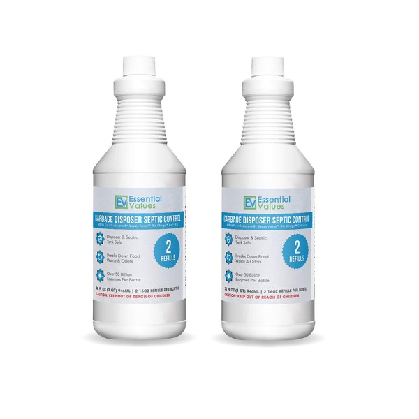 Essential Values 2 Pack 2X REFILL Septic Solution For InSinkErator Septic Assist Bio Charge Evolution Models