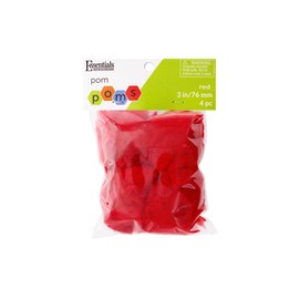 Essentials by Leisure Arts Pom Poms, Red -3", 4 Pieces per Pack