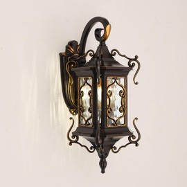 WUPYI Outdoor Retro Wall Lanterns,18" H Exterior Porch Light Fixture Wall-Mount Waterproof Outdoor Wall Lamp with Glass Shade for Garage Patio Front Porch