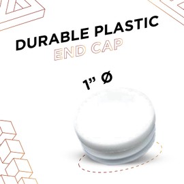 Prescott Plastics 1" Inch Round Plastic Plug Insert (50 Pack), White End Cap for Metal Tubing, Fence, Glide Insert for Pipe Post, Chairs and Furniture