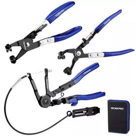 WORKPRO 3-Piece Hose Clamp Pliers Set with Pouch 27" Long Reach Wire Clamp Plier