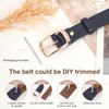 JASGOOD Women Black Large Leather Belt Plus Size Polished Buckle